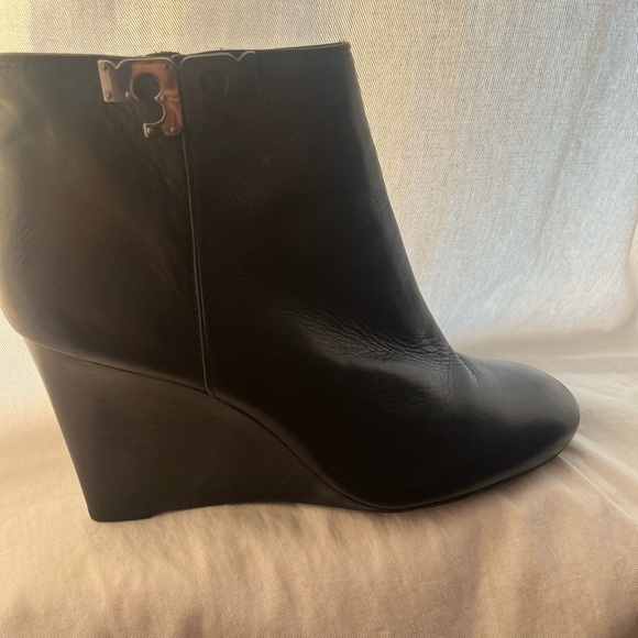 Tory Burch Leather Lowell Wedge Bootie, Black